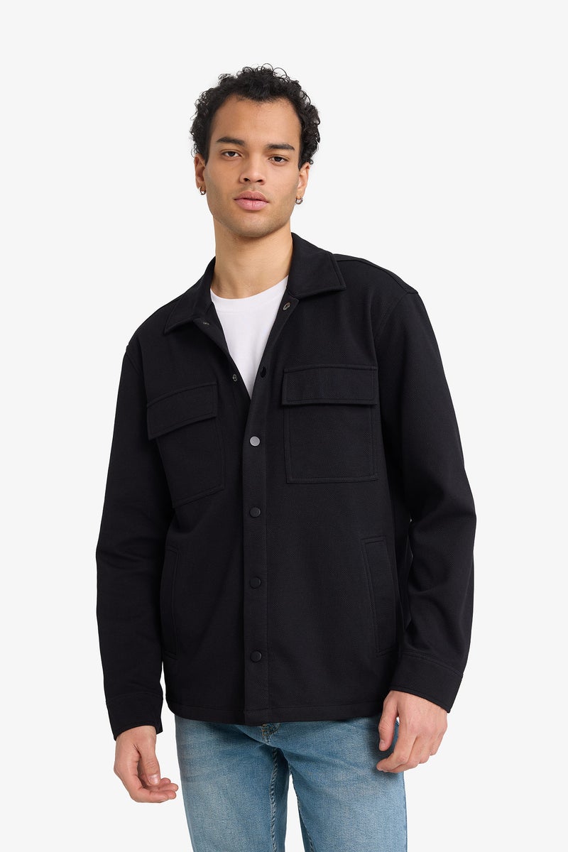 DeFacto Black Man Regular Fit Long Sleeve Overshirt Casual - Image 1
